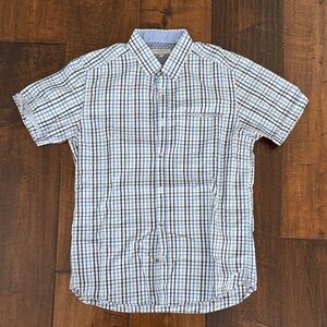 Ted Baker White and Blue Plaid Casual Shirt